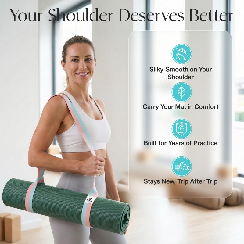Tumaz Yoga Mat Strap [MAT NOT Included] (2 Sizes) with Extra Thick & Comfy Delicate Texture, Adjustable Yoga Mat Carrier - Image 4